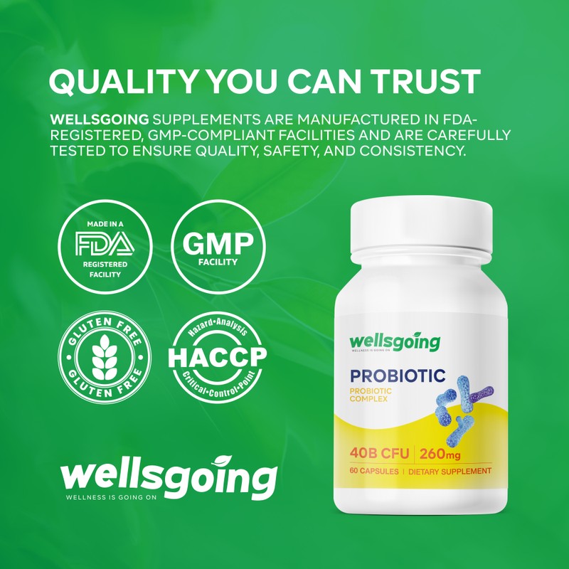 Wellsgoing Probiotic 40 Billion CFU Supplement, 10 Strains Probiotic Complex