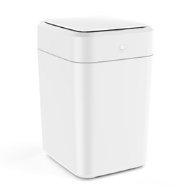Self Sealing and Self Changing Smart Automatic Trash Can with 7 × Specialized Garbage Bags Ring, TYPE-C Charging Port, Built-In Li-Ion Battery, 4.5 Gallon, White for Kitchen, Home, Office and More