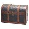 Vintiquewise Wooden Leather Round Top Treasure Chest, Decorative storage Trunk