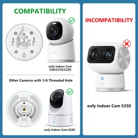 Flexible Twist Mount for eufy Indoor Camera E30/C210/C220/E220, Other Cameras with 1/4 Threaded Hole, Without Tools or Wall Damage, Security Camera Mount for Crib, Cot, Shelves, Furniture