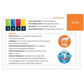 Prophete touring city saddle full foam padding with elastomeric padding,, color: black, 6594