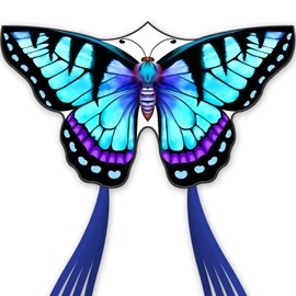 Doinfly Butterfly Kite - Easy to Fly Kite for Kids and Adults, Durable and Eye- Catching Design, Ideal for Beginners＆Outdoor Games and ActivitieCharming Butterfly Kite（Blue）