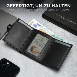 KLOMORE Airtag Geldbörse Herren Leder Klein (Airtag Nicht enthalten) Slim Wallet mit Münzfach RFID Schutz Geldbeutel Portmonee Kartenetui Echtleder Portemonnaie Kreditkartenetui