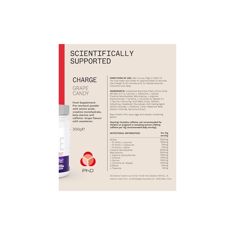PhD Charge, All in One Pre Workout Powder with Creatine
