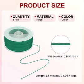 PATIKIL Nylon Cord 0.8mm x 71 Yards, Bracelet String Braided Nylon Thread Chinese Knotting Cord for Jewelry Making Beading Necklaces Blind Wind Chimes, Green