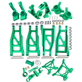 RCMYou Upgrades Part for 1/10 Rustler 4x4 VXL/Rustler 4x4,Alloy Suspension Arm,Caster Block,Steering Blocks,Rear Stub Axle Carriers,Steering Bellcranks,Shock Tower,Green (More Durable Arm)
