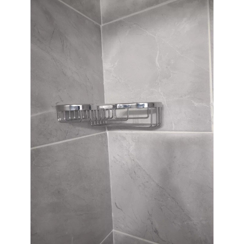 SANLIV Large Solid Brass Corner Shower Soap Tray Basket Chrome