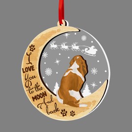 GOSBLUE Basset Hound Dog Ornaments Christmas Tree, Basset Hound Dog 2 Layer Wood & Acrylic Ornament, Christmas Decoration 2024 for Basset Hound Dog Lovers, Dog Mom, Dog Dad