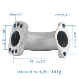 REBEKAMODS 26mm Intake Manifold Pipe with Gasket Spacer Screw Kit for 50cc 70cc 90cc 110cc 125cc 140cc 150cc 160cc Pit Dirt Bike ATV (Silver)