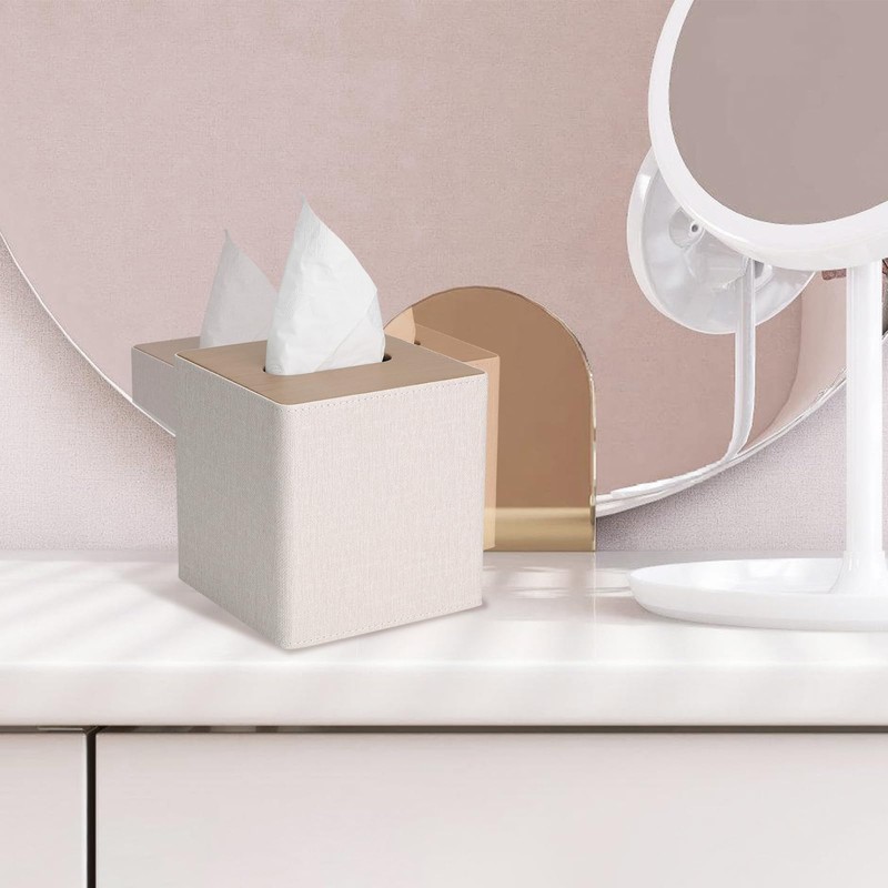 Modern Square Tissue Box Cover, Decorative Bathroom Facial Tissue Holder,