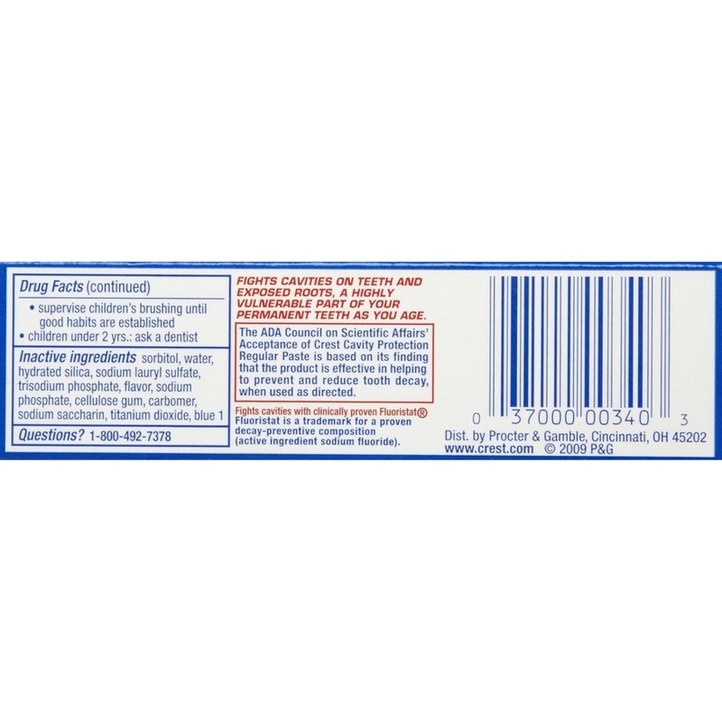 Crest Toothpaste Regular 0.85 oz (Pack of 2)