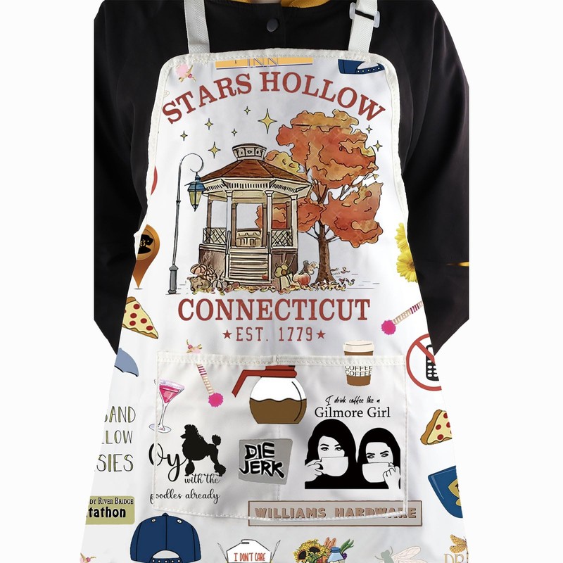 JTOUK Star Hollow Inspired Kitchen Apron Gilmore Fans Gift TV