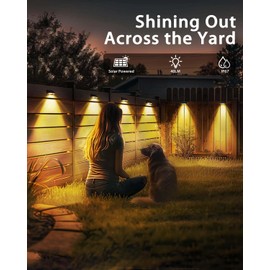 Solar Fence Lights Outdoor 12-Pack | IP67 Waterproof Wall Lights | Dusk to Dawn Auto-On/Off, Easy to Install | Decorative Solar Lights for Deck, Patio, Yard, Step, Garage, Pool (Warm White)