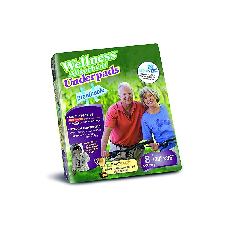 Unique Wellness® Absorbent Under Pads, 8 Count – Made with