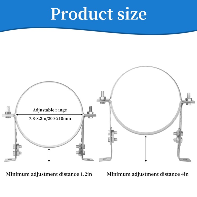 Mineye 8 inch Adjustable Vent Wall Strap, Heavy Duty Stainless