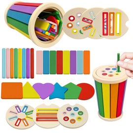 Montessori Toy from 1 Year, 3-in-1 Montessori Toy from 1 2 3, Wood Colour Shape Sorting Toy, Motor Skills Toy and Sorting Game, Educational Toy Promotes Fine Motor Skills Baby from 12 Months [Original