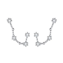 Clearine 925 Sterling Silver CZ Horoscope Zodiac Constellation Astrology Climber Stud Earrings, Gemini Earrings for Women Girls
