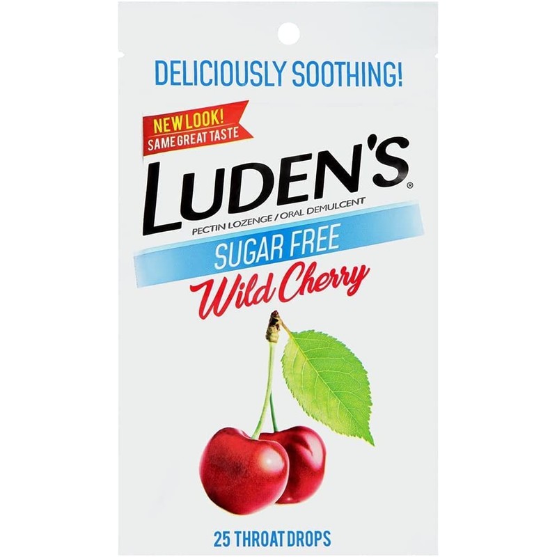 Luden's Sugar Free Wild Cherry Throat Drops, Sore Throat Relief,