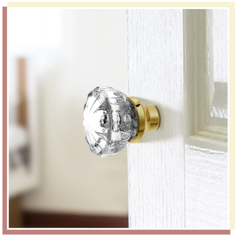 Amylove 8 Set Crystal Door Knobs Mortise Style Fluted Glass