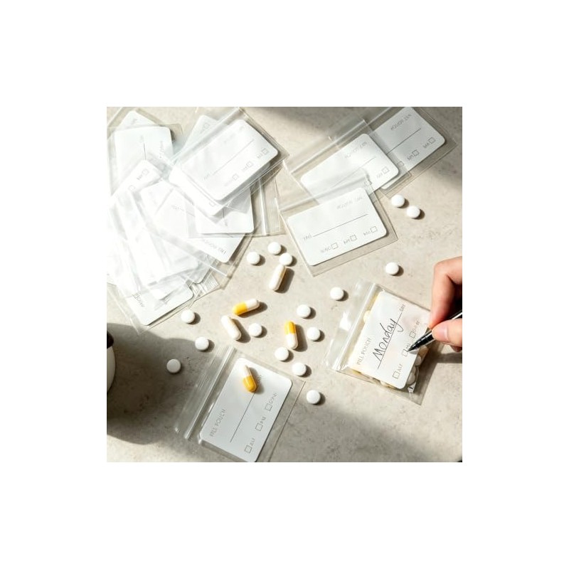 100Pcs Medication Bag, Repeatedly Sealing Pill Pouch, Portable Pill Bags