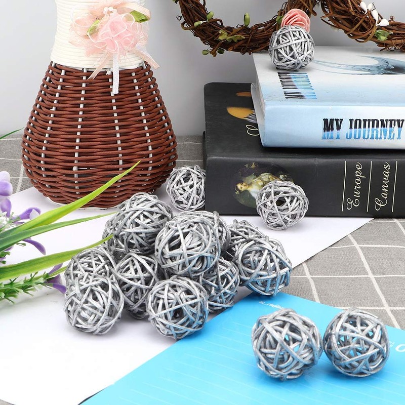 HERCHR 20Pcs Wicker Rattan Balls,Decorative Rattan Balls,Decorative Orbs Natural Spheres