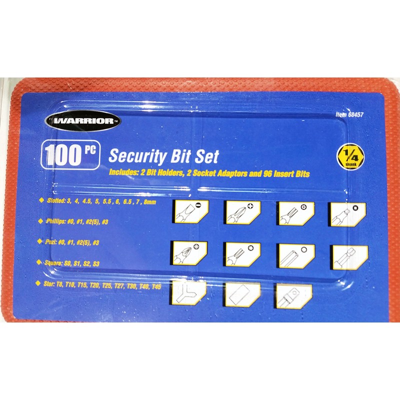 Warrior 100 Piece Security Bit Set
