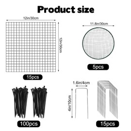 5 Sets of 12'' x 12'' Plant Protectors Cages from Animals with Covers - For Outdoor Plants Metal Plant Cage Chicken Wire Cloche with Ground Stakes Nylon Tie, Garden Wire Plant Cage to Keep Animals Out