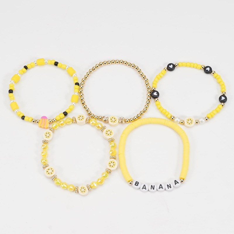 Briutn Banana Beaded Bracelet Yellow Bohemian Fruit Friendship Bracelets for