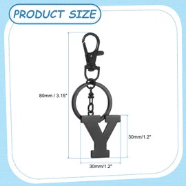 YELARXI Initial Letter Keychain, Alphabet Y Keychain Cute - Fitting for (Handbag - Backpack - Car Key Bag - Keyring - Gift - Women & Men) 3.15 Inch & Stainless Steel & Black