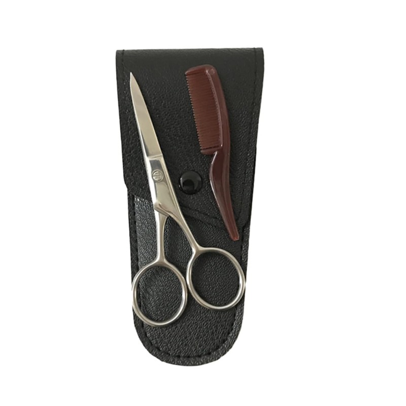 minkissy 2 Sets Professional Beard Shears Scissors Comb Kit Storage