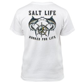 Salt Life Hooked for Life Youth Short Sleeve Tee, White, Medium