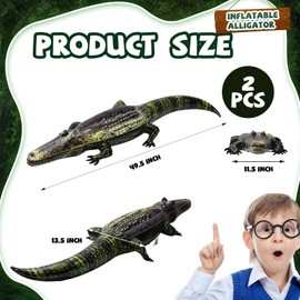 Liliful 2 Pcs 49 Inch Inflatable Alligator Pool Float Floating Alligator Decoy for Pool Long Inflatable Crocodile for Adults Swamp Safari Birthday Party Pond Garden Patio