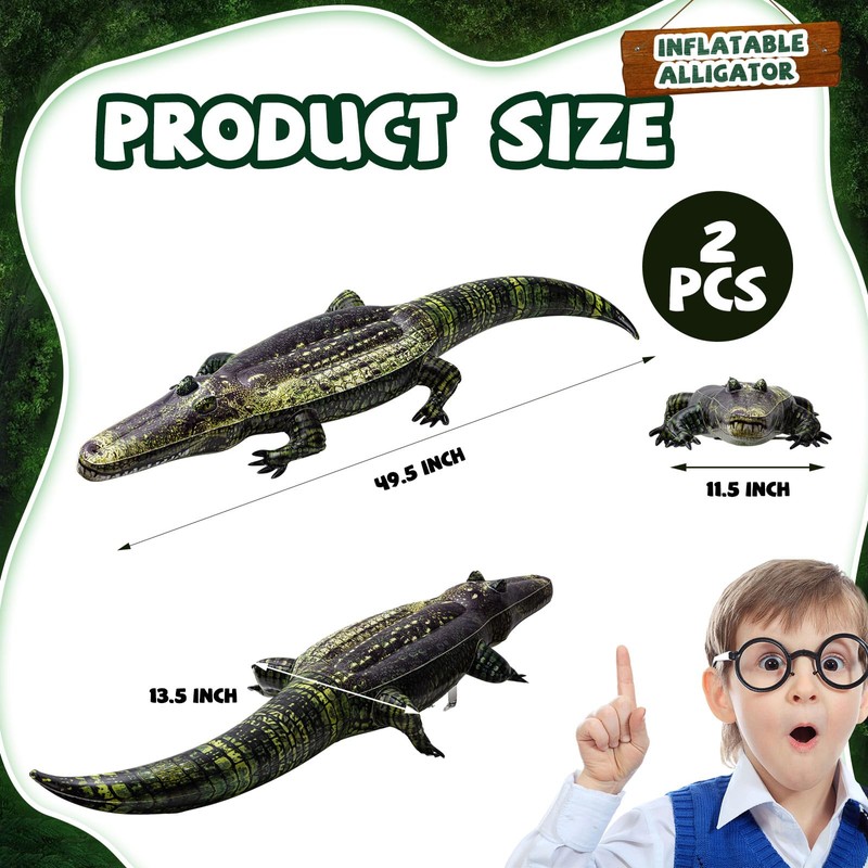 Liliful 2 Pcs 49 Inch Inflatable Alligator Pool Float Floating