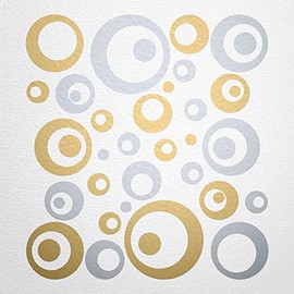 WANDfee® Wall Tattoo, Circles, Dots, 50 Stickers, Colour Choice For Children's Bedroom, Living Room, Hallway, Bathroom, Kitchen, Tile Stickers, silver