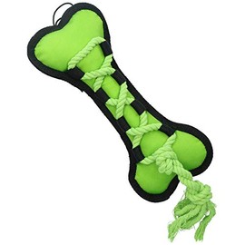 AB Tools Happy Pets Green Cross Tug Rope Bone Doy Play Toy With Squeak 30x13x3cm