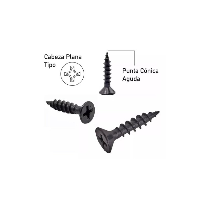 Pijas Para Madera Multiusos Trabajos Carpinteria, Tornillo Aglomerado Negro Fosfatado