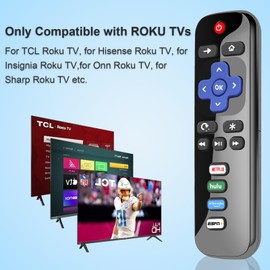 Gvirtue【Pack of 2】 Replacement Remote Control Only for Roku-TV, for TCL Roku/for Hisense Roku/for Onn Roku/for Sharp Roku/for Insignia Roku/for Element Roku Smart TVs (Only Applies to Roku TV)