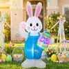 4FT Easter Inflatables Bunny Outdoor Decorations Built-in LED Lights