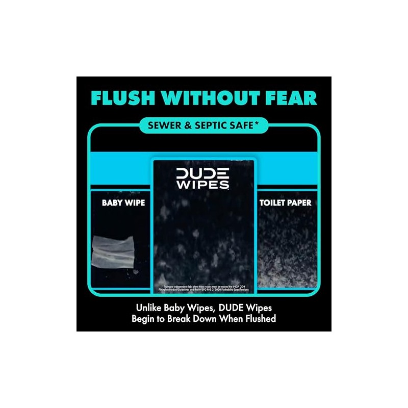 DUDE Wipes Mint Chill Extra-Large Flushable Wipes - 3 Pack