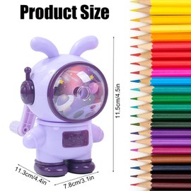 Sacapuntas con Manivela Manual, Ajuste de Espesor de Dibujos Animados para Niños, Sacapuntas Manual Portátil para Niños,sacapuntas, Sacapuntas para niños, para Regalos Estudiantes (Morado)