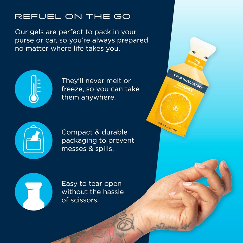 Transcend Foods Strawberry + Orange Gels (1.1 oz, Pack of