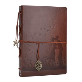 AIOR Wedding Photo Album Scrapbook, Diy Leather Guest Book, Vintage Black Scrapbooking, Valentines Day Gifts for Couples, Wedding Anniversary Birthday Presents for Her (Kiss)