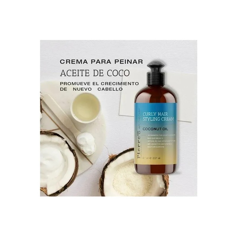 Crema Para Peinar Cabello Rizado Aceite De Coco 237ml Pierre´s