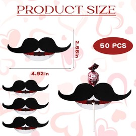 HIENAJ 50 Pcs Lollipop Holder Paper Tags Black Moustache Candy Wrappers Card Decorations Craft Label Home DIY Wedding Party Supplies