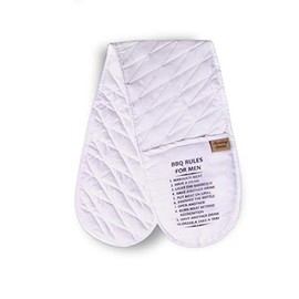 Sterling Sports®DOUBLE OVEN GLOVES MITT 100% COTTON FLORAL NOVELTY KITCHEN COOKING New Range BBQ (BBQ Rules for Mens White Colour)