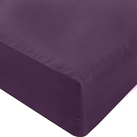 Rohi Bedding Plum Cotton Blend Double Bed Size Fitted Sheet, Standard Mattress 10”/25cm Deep Bed Sheets