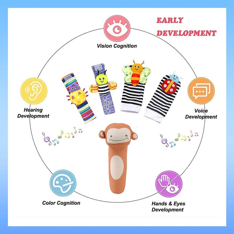 Foot and Wrist Rattles Toy for Infants Portable Socks Baby