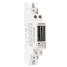 Baomain Single Phase Two Wires Energy Meter 5(40) A 230V 50Hz One Module Kwh Meter DIN-Rail Mount (Counter Display / DM25S, 220VAC)