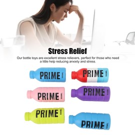 6pcs Colorful PU Foam Water Bottle Squeezing Toys, Great Resiliency Stress Relief Beverage Bottle Fidget Toys, Sturdy and Long Lasting