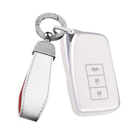 ontto Car key fob cover Fit for LEXUS IS ES GS LS NX RS GX LX RC LC RX Smart keyless entry Key case keyring Key Holder shell bag keychain decorative Accessories 3 buttons R White